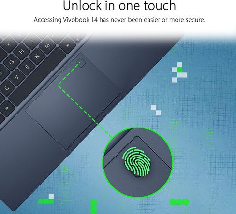 ASUS VivoBook 14 Slim Laptop, 14"  FHD Display, Intel Core i3-1215U CPU, Intel UHD Graphics, 4GB DDR4 RAM, 128GB SSD, Fingerprint Sensor, Windows 11 Home, Quiet Blue, F1402ZA-AB31 in Saudi Arabia