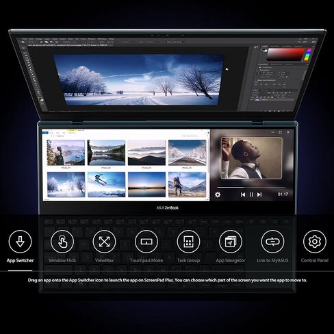 اسس لابتوب زين بوك برو ديو 15 OLED UX582، شاشة لمس OLED 15.6 انش 4K، i9-12900H، 32GB، 1TB، جيفورس RTX 3070 Ti، سكرين باد بلس، ويندوز 11 برو، ازرق سماوي، UX582ZW-XB99T in Saudi Arabia