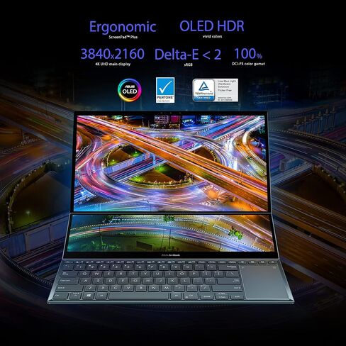 اسس لابتوب زين بوك برو ديو 15 OLED UX582، شاشة لمس OLED 15.6 انش 4K، i9-12900H، 32GB، 1TB، جيفورس RTX 3070 Ti، سكرين باد بلس، ويندوز 11 برو، ازرق سماوي، UX582ZW-XB99T in Saudi Arabia