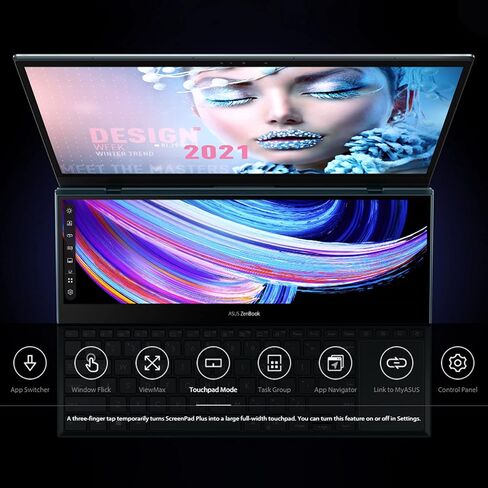 اسس لابتوب زين بوك برو ديو 15 OLED UX582، شاشة لمس OLED 15.6 انش 4K، i9-12900H، 32GB، 1TB، جيفورس RTX 3070 Ti، سكرين باد بلس، ويندوز 11 برو، ازرق سماوي، UX582ZW-XB99T in Saudi Arabia