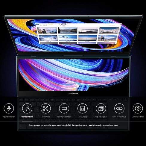 اسس لابتوب زين بوك برو ديو 15 OLED UX582، شاشة لمس OLED 15.6 انش 4K، i9-12900H، 32GB، 1TB، جيفورس RTX 3070 Ti، سكرين باد بلس، ويندوز 11 برو، ازرق سماوي، UX582ZW-XB99T in Saudi Arabia