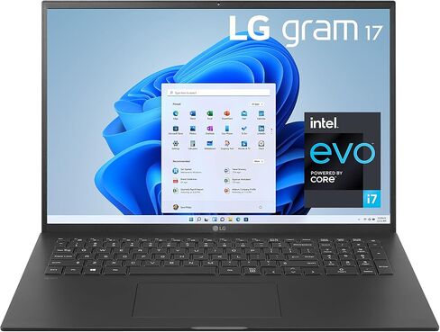 LG لابتوب جرام 17Z95P خفيف الوزن للغاية IPS (2560×1600)، انتل ايفو الجيل 11 كور i7، 16GB RAM، 1TB SSD، ويندوز 11 هوم، بطارية 80 واط في الساعة، اليكسا مدمجة، 2X USB-C، HDMI، USB-A - اسود in Kuwait