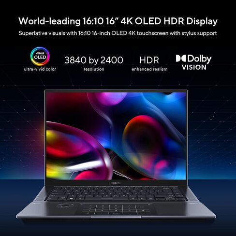 ASUS Zenbook Pro 16X OLED 16 بوصة 4K OLED 16:10 شاشة تعمل باللمس، قرص، وحدة المعالجة المركزية Intel i7-12700H، رسومات GeForce RTX 3060، ذاكرة الوصول العشوائي 16 جيجابايت، 1 تيرابايت SSD، Windows 11 Home، أسود، UX7602ZM-DB74T in Saudi Arabia