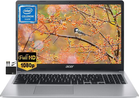 acer 2023 Chromebook 15.6" FHD 1080p IPS Touchscreen Light Computer Laptop, Due-core Intel Celeron N4020, 4GB RAM, 64GB eMMC, HD Webcam, WiFi 5, 12+ Hours Battery, Chrome OS, w/Marxsolcables in Saudi Arabia