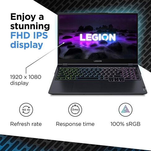 Lenovo Legion 5 15ARH7H, Gaming Notebook, 15.6" 165 Hz IPS， AMD Ryzen 7 6800H (3.20GHz), NVIDIA GeForce RTX 3060 Laptop GPU, RAM 16 GB DDR5 Storage 1TB PCIe SSD, Wi-Fi 6E, Storm Grey, W/GaLiMu in Saudi Arabia