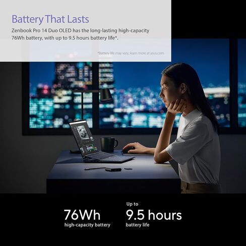 Zenbook Pro 14 Duo OLED 14.5 بوصة 2.8K OLED Touch، معدل تحديث 120 هرتز، ScreenPad Plus، منصة Intel Evo، وحدة المعالجة المركزية i7-12700H، ذاكرة الوصول العشوائي 32 جيجابايت، 1 تيرابايت SSD، Windows 11 Home، أسود، UX8402ZA-DB76T in Saudi Arabia