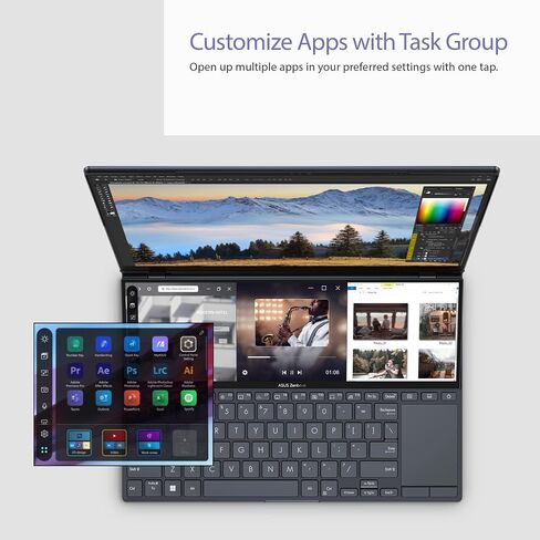 Zenbook Pro 14 Duo OLED 14.5 بوصة 2.8K OLED Touch، معدل تحديث 120 هرتز، ScreenPad Plus، منصة Intel Evo، وحدة المعالجة المركزية i7-12700H، ذاكرة الوصول العشوائي 32 جيجابايت، 1 تيرابايت SSD، Windows 11 Home، أسود، UX8402ZA-DB76T in Saudi Arabia
