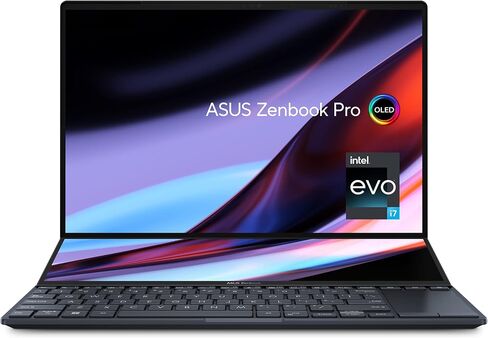 Zenbook Pro 14 Duo OLED 14.5 بوصة 2.8K OLED Touch، معدل تحديث 120 هرتز، ScreenPad Plus، منصة Intel Evo، وحدة المعالجة المركزية i7-12700H، ذاكرة الوصول العشوائي 32 جيجابايت، 1 تيرابايت SSD، Windows 11 Home، أسود، UX8402ZA-DB76T in Saudi Arabia
