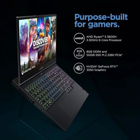 كمبيوتر محمول للألعاب Lenovo 2022 Legion 5 15، شاشة 15.6 بوصة FHD IPS، NVIDIA GeForce RTX 3050Ti، AMD Ryzen 5 5600H، Windows 11H، Phantom Blue، مع لوحة ماوس (ذاكرة الوصول العشوائي 16 جيجابايت | 1 تيرابايت PCIe SSD) in Kuwait