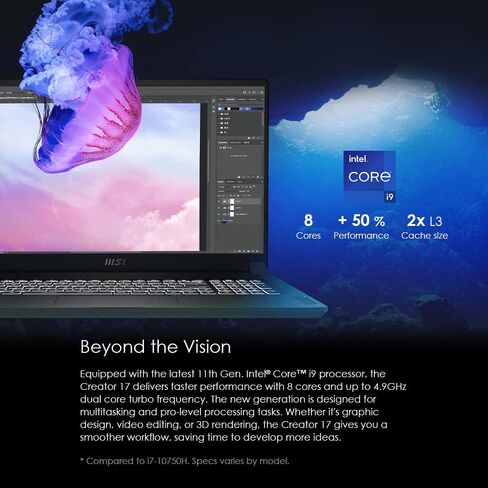 كمبيوتر محمول MSI Creator 17 الاحترافي: شاشة 17.3 بوصة 4K UHD HDR 1000 Mini LED، Intel Core i7-10875H، GeForce RTX 2070 SUPER، ذاكرة وصول عشوائي 32 جيجابايت، 1 تيرابايت NVMe SSD، Thunderbolt 3، 100% Adobe RGB، Win10 PRO (ASFS-254) in Saudi Arabia