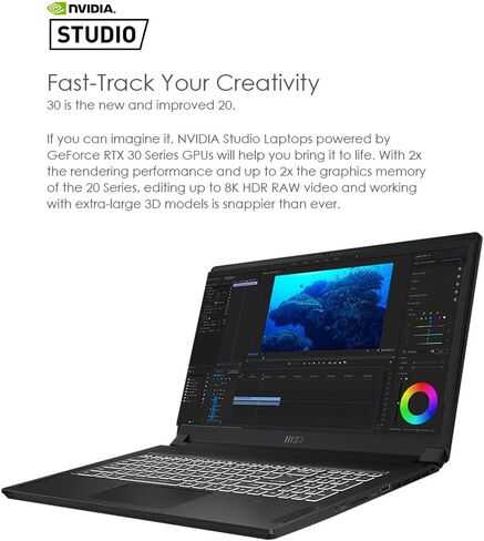 كمبيوتر محمول MSI Creator 17 الاحترافي: شاشة 17.3 بوصة 4K UHD HDR 1000 Mini LED، Intel Core i7-10875H، GeForce RTX 2070 SUPER، ذاكرة وصول عشوائي 32 جيجابايت، 1 تيرابايت NVMe SSD، Thunderbolt 3، 100% Adobe RGB، Win10 PRO (ASFS-254) in Saudi Arabia