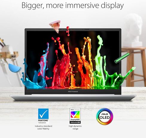 كمبيوتر محمول ASUS VivoBook Pro 14 OLED رفيع، شاشة 14 بوصة WQXGA+ 16:10 OLED، وحدة المعالجة المركزية AMD Ryzen 7 5800H، NVIDIA GeForce RTX 3050، ذاكرة الوصول العشوائي 16 جيجابايت، 1 تيرابايت SSD، Windows 11 Pro، أزرق هادئ، M3401QC-EB74 in Saudi Arabia