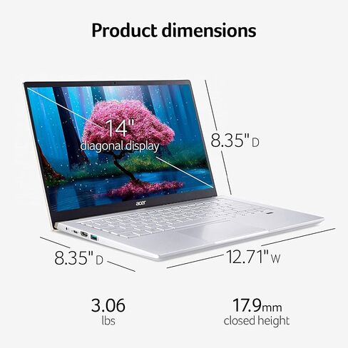 كمبيوتر محمول Acer 2023 أحدث Swift X Creator، شاشة 14 بوصة FHD 100% sRGB، AMD Ryzen 7 5800U، NVIDIA RTX 3050Ti GPU، 16 جيجابايت LPDDR4X، 512 جيجابايت SSD، Wi-Fi 6، لوحة مفاتيح بإضاءة خلفية، Windows 10 Home، ذهبي in Saudi Arabia