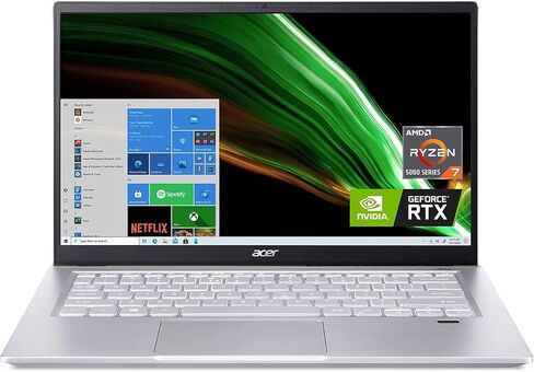 كمبيوتر محمول Acer 2023 أحدث Swift X Creator، شاشة 14 بوصة FHD 100% sRGB، AMD Ryzen 7 5800U، NVIDIA RTX 3050Ti GPU، 16 جيجابايت LPDDR4X، 512 جيجابايت SSD، Wi-Fi 6، لوحة مفاتيح بإضاءة خلفية، Windows 10 Home، ذهبي in Saudi Arabia