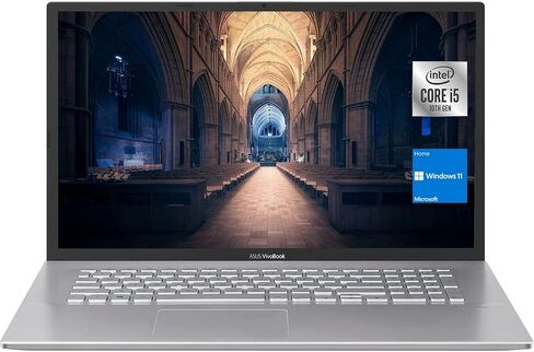 ASUS Vivobook Laptop, 17.3" HD+ (1600x900) Display, Intel Core i5-1035G1 Processor, 12GB RAM, 256GB PCIe SSD, Webcam, HDMI, SD Card Reader, Wi-Fi, Windows 11 Home, Silver in Saudi Arabia