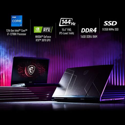 MSI Pulse GL66 15.6" FHD 144Hz Gaming Laptop: Intel Core i7-12700H RTX 3060 16GB 512GB NVMe SSD, Type-C USB 3.2 Gen 1, RGB Keyboard, Cooler Boost 5, Win11 Home: Black 12UEK-070 in Saudi Arabia