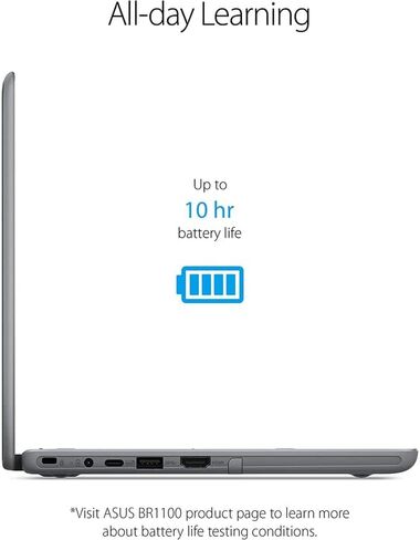 ASUS 2022 11.6" HD Business Laptop, Intel Celeron N4500 Processor, 4GB RAM, 64GB eMMC , Webcam, Intel HD Graphics 500, Bluetooth, Windows 10 Pro, Dark Grey, 32GB SnowBell USB Card in Saudi Arabia