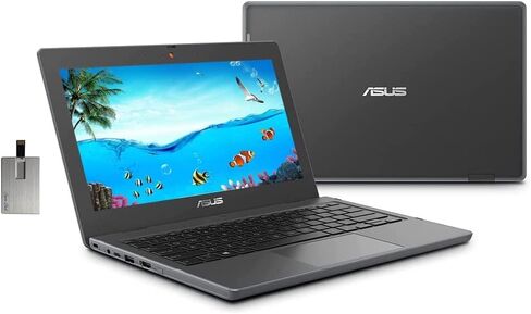 ASUS 2022 11.6" HD Business Laptop, Intel Celeron N4500 Processor, 4GB RAM, 64GB eMMC , Webcam, Intel HD Graphics 500, Bluetooth, Windows 10 Pro, Dark Grey, 32GB SnowBell USB Card in Saudi Arabia