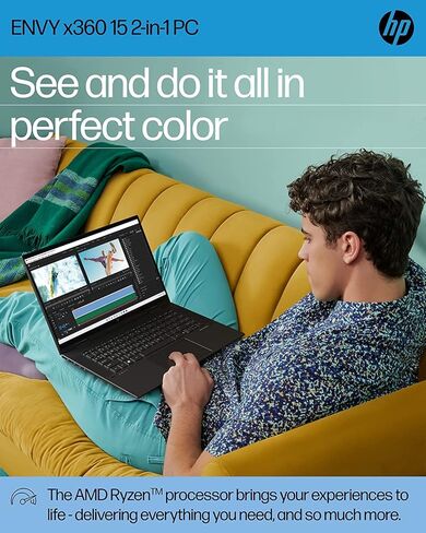 شاشة HP 2023 الأحدث Envy x360 قابلة للتحويل مقاس 15.6 بوصة تعمل باللمس FHD، ومعالج AMD Ryzen 7 5825U، وذاكرة وصول عشوائي 64 جيجابايت، و1 تيرابايت SSD، ورسومات AMD Radeon، وقارئ بصمات الأصابع، ونظام التشغيل Windows 11 Home، أسود Nightfall in Kuwait