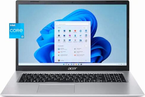 Acer Aspire 3 Laptop, 17.3 Inch HD+ Display, 11th Gen Intel Core i3-1115G4, 12GB RAM, 512GB SSD, Intel UHD Graphics, Bluetooth 5.0, Windows 11 Home, Bundle with JAWFOAL in Saudi Arabia