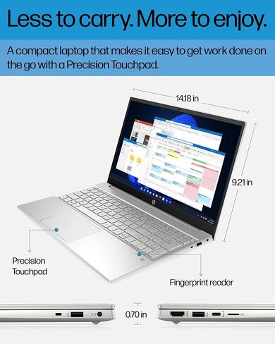 HP Pavilion 15-eg2025nr 15.6 بوصة FHD كمبيوتر محمول Intel Core Intel Core i7-1255U 1.7 جيجا هرتز 16 جيجا رام 512 جيجا SSD واي فاي بلوتوث كاميرا ويب Windows 11 Professional (متجدد) in Kuwait