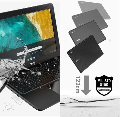 كمبيوتر محمول Acer Chromebook 512، شاشة HD 12 بوصة، معالج Intel ثنائي النواة، ذاكرة الوصول العشوائي DDR4 سعة 4 جيجابايت، eMMC سعة 32 جيجابايت، WiFi 5، نظام تشغيل Chrome، حزمة مع JAWFOAL in Saudi Arabia