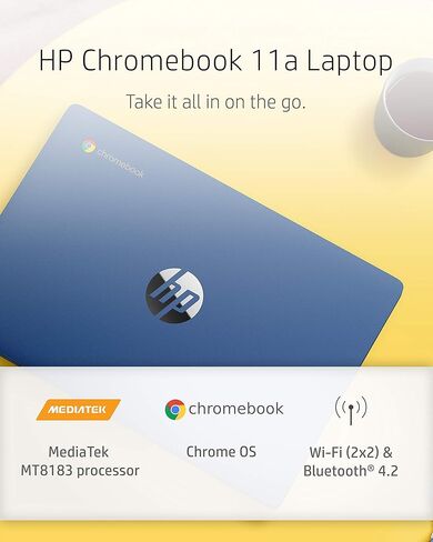 HP لابتوب كروم بوك 11 انش - عمر بطارية يصل الى 15 ساعة - ميديا تيك - MT8183 - ذاكرة رام 4 جيجا - ذاكرة اي ام ام سي 32 جيجا - شاشة HD 11.6 انش - مع نظام تشغيل كروم - (11a-na0021nr، موديل 2020، ابيض in Kuwait