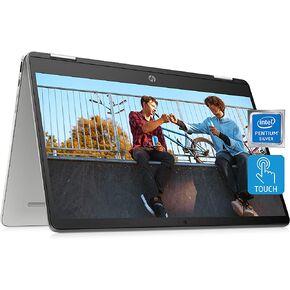 HP Chromebook x360 14a 2-in-1 Laptop, Intel Pentium Silver N5000 Processor, 4 GB RAM, 64 GB eMMC, 14" HD Display, Chrome OS with Webcam & Dual Mics, Work, Play, Long Battery Life (14a-ca0022nr, 2021) in Saudi Arabia
