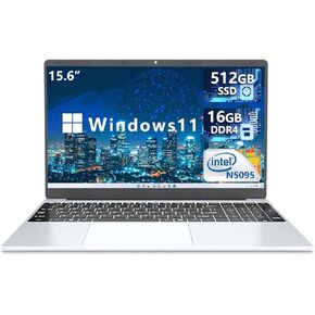 KUU Yepbook 15.6 بوصة كمبيوتر محمول 16 جيجابايت DDR4 RAM 512 جيجابايت SSD، معالج 11th Celeron N5095 مع أجهزة الكمبيوتر المحمولة Windows 11، شاشة FHD 1920x1080، لوحة مفاتيح بإضاءة خلفية، بلوتوث 4.2، كمبيوتر محمول يفتح ببصمة الإصبع in Kuwait