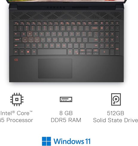 لاب توب ديل G15 5520 للألعاب - شاشة 15.6 بوصة فل اتش دي 120 هرتز، كور i5-12500H، رام 8 جيجا DDR5، 512 جيجا اس اس دي، نفيديا RTX 3050 4 جيجا GDDR6، انتل واي فاي 6، ويندوز 11 هوم - رمادي داكن in Saudi Arabia