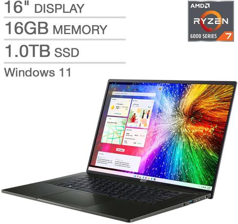 Acer Swift Edge 16" 4K OLED 400 nits Extremely Slim Laptop Octa-core AMD Ryzen7 6800U Backlit KB Fingerprint Reader 100% DCI-P3 Windows 11 w/HDMI (16GB RAM | 1TB SSD) in Saudi Arabia