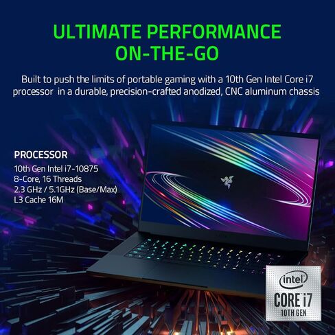 كمبيوتر محمول للألعاب Razer Blade 15 Base 2020: Intel Core i7-10750H 6-Core، NVIDIA GeForce GTX 1660 Ti، 15.6 بوصة FHD 1080p 120 هرتز، 16 جيجابايت ذاكرة وصول عشوائي، 256 جيجابايت SSD، ألومنيوم CNC، إضاءة Chroma RGB، أسود، Windows 10 Home in Kuwait