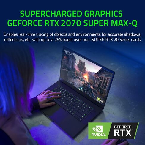 كمبيوتر محمول للألعاب Razer Blade 15 Base 2020: Intel Core i7-10750H 6-Core، NVIDIA GeForce GTX 1660 Ti، 15.6 بوصة FHD 1080p 120 هرتز، 16 جيجابايت ذاكرة وصول عشوائي، 256 جيجابايت SSD، ألومنيوم CNC، إضاءة Chroma RGB، أسود، Windows 10 Home in Kuwait