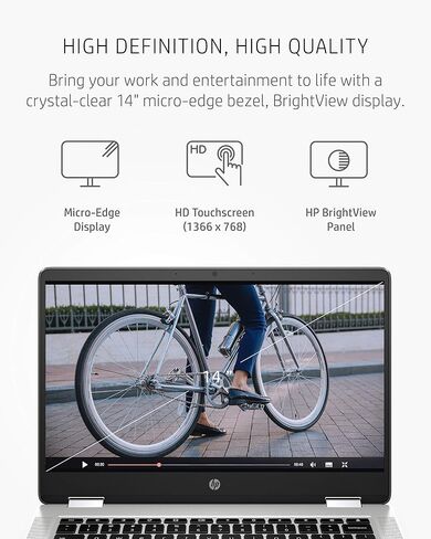 كمبيوتر محمول HP Chromebook x360 14a 2 في 1، معالج Intel Pentium Silver N5000، ذاكرة الوصول العشوائي 4 جيجابايت، 64 جيجابايت eMMC، شاشة HD 14 بوصة، نظام تشغيل Chrome مع كاميرا ويب وميكروفونات مزدوجة، العمل، اللعب، عمر بطارية طويل (14a-ca0022nr، 2021) in Kuwait