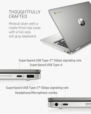 كمبيوتر محمول HP Chromebook x360 14a 2 في 1، معالج Intel Pentium Silver N5000، ذاكرة الوصول العشوائي 4 جيجابايت، 64 جيجابايت eMMC، شاشة HD 14 بوصة، نظام تشغيل Chrome مع كاميرا ويب وميكروفونات مزدوجة، العمل، اللعب، عمر بطارية طويل (14a-ca0022nr، 2021) in Kuwait