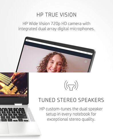 كمبيوتر محمول HP Chromebook x360 14a 2 في 1، معالج Intel Pentium Silver N5000، ذاكرة الوصول العشوائي 4 جيجابايت، 64 جيجابايت eMMC، شاشة HD 14 بوصة، نظام تشغيل Chrome مع كاميرا ويب وميكروفونات مزدوجة، العمل، اللعب، عمر بطارية طويل (14a-ca0022nr، 2021) in Kuwait
