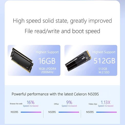 KUU Yepbook 15.6 بوصة كمبيوتر محمول 16 جيجابايت DDR4 RAM 512 جيجابايت SSD، معالج 11th Celeron N5095 مع أجهزة الكمبيوتر المحمولة Windows 11، شاشة FHD 1920x1080، لوحة مفاتيح بإضاءة خلفية، بلوتوث 4.2، كمبيوتر محمول يفتح ببصمة الإصبع in Kuwait
