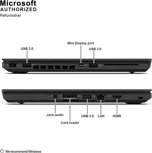 Lenovo Thinkpad T460s Business Ultrabook - (14-inch FHD Display, Intel Core i5-6300U 2.4GHz, 8GB DDR4 RAM, 256GB SSD, Webcam, Fingerprint Reader, Windows 10 Pro) (Renewed) in Saudi Arabia