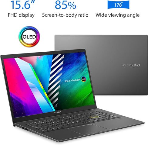 ASUS VivoBook 15 K513 Thin & Light Laptop, 15.6" FHD Display, Intel i7-1165G7 CPU, NVIDIA GeForce MX350, 16GB RAM, 512GB PCIe SSD, Fingerprint Reader, Windows 10 Home, Indie Black, K513EQ-PB79 in Saudi Arabia