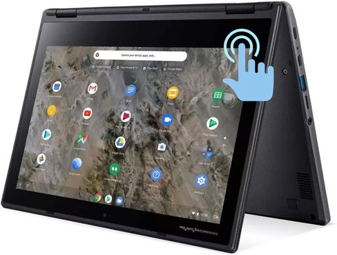أحدث جهاز كمبيوتر محمول Acer Chromebook مقاس 11.6 بوصة يعمل باللمس 2 في 1 لطلاب الأعمال، شاشة عالية الدقة AMD_A6-9220C ذاكرة وصول عشوائي سعتها 4 جيجابايت وذاكرة فلاش 32 جيجابايت USB-C، Wi-Fi 5، كاميرا ويب، ChromeOS، بلوتوث، دعم AimCare لمدة أسبوع in Saudi Arabia