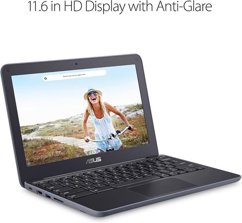 ASUS 2022 أحدث كمبيوتر محمول Chromebook، شاشة 11.6 بوصة عالية الدقة، معالج MediaTek رباعي النواة، ذاكرة الوصول العشوائي 4 جيجابايت، 32 جيجابايت eMMC، بطاقة MicroSD 128 جيجابايت، 180 درجة، رمادي داكن، تعليم، نظام تشغيل Chrome، حزمة مع JAWFOAL in Saudi Arabia