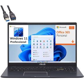 كمبيوتر محمول ASUS L510 مقاس 15.6 بوصة FHD فائق النحافة للأعمال، معالج Intel Celeron N4020، ذاكرة الوصول العشوائي DDR4 سعة 4 جيجابايت، eMMC سعة 64 جيجابايت، 802.11AC WiFi، بلوتوث، مكتب 365 لمدة عام، Windows 11 Pro S، كابل تمديد BROAG in Kuwait