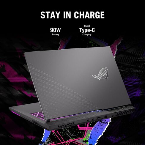 اسس لابتوب العاب روج ستريكس G17 (2023) بشاشة 17.3 انش QHD 240Hz وبطاقة عرض مرئي جيفورس RTX 4070 ومعالج AMD رايزن 9 7945HX، 16GB DDR5، 1TB PCIe SSD، واي فاي 6E، ويندوز 11، G713PI-DS94 in Saudi Arabia