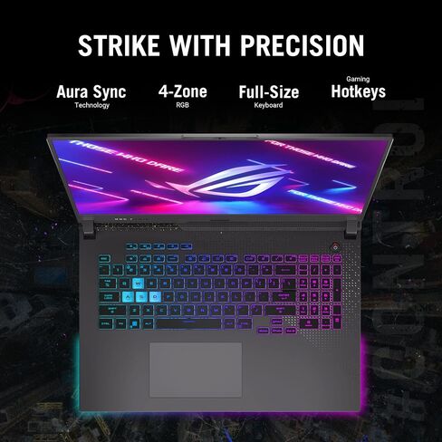 اسس لابتوب العاب روج ستريكس G17 (2023) بشاشة 17.3 انش QHD 240Hz وبطاقة عرض مرئي جيفورس RTX 4070 ومعالج AMD رايزن 9 7945HX، 16GB DDR5، 1TB PCIe SSD، واي فاي 6E، ويندوز 11، G713PI-DS94 in Saudi Arabia