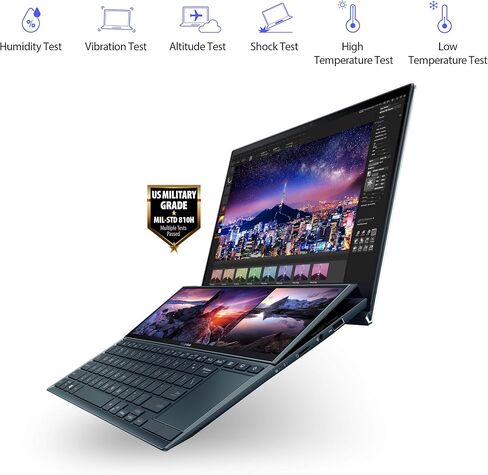 ASUS ZenBook Duo 14 UX482 شاشة لمس FHD NanoEdge مقاس 14 بوصة، منصة Intel Evo، Core i7-1165G7، ذاكرة وصول عشوائي 8 جيجابايت، 512 جيجابايت PCIe SSD، لوحة شاشة مبتكرة Plus، Windows 10 Home، أزرق سماوي، UX482EA-DS71T in Saudi Arabia