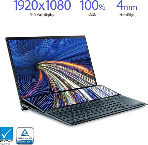 ASUS ZenBook Duo 14 UX482 شاشة لمس FHD NanoEdge مقاس 14 بوصة، منصة Intel Evo، Core i7-1165G7، ذاكرة وصول عشوائي 8 جيجابايت، 512 جيجابايت PCIe SSD، لوحة شاشة مبتكرة Plus، Windows 10 Home، أزرق سماوي، UX482EA-DS71T in Saudi Arabia