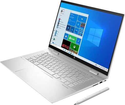 HP Envy 15T x360 Laptop i7-1165G7 11th Gen, 16 GB RAM, 1 TB SSD, 15.6" FHD Touch, Nvidia MX450 2GB, Tilt Pen, B&O Speakers, USB C, HDMI, Win 11 Pro, Silver, 64 GB Tech Warehouse Flash Drive in Saudi Arabia