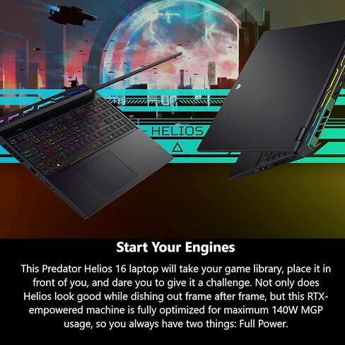 Acer Predator Helios 16 Gaming Laptop | 13th Gen Intel Core i7-13700HX | NVIDIA GeForce RTX 4070 | 16" 2560 x 1600 240Hz G-SYNC Display | 16GB DDR5 | 1TB Gen 4 SSD | Killer Wi-Fi 6E | PH16-71-72YG in Saudi Arabia