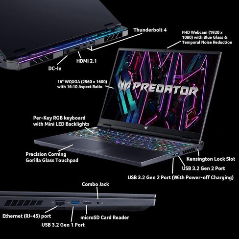 Acer Predator Helios 16 Gaming Laptop | 13th Gen Intel Core i7-13700HX | NVIDIA GeForce RTX 4070 | 16" 2560 x 1600 240Hz G-SYNC Display | 16GB DDR5 | 1TB Gen 4 SSD | Killer Wi-Fi 6E | PH16-71-72YG in Saudi Arabia