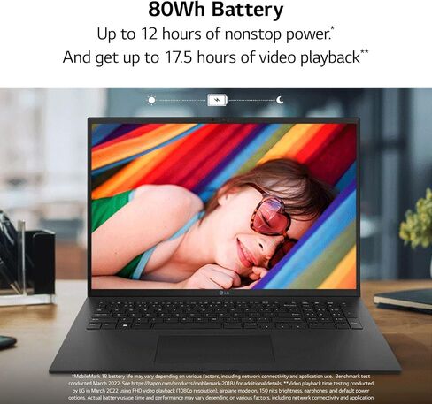 LG Gram (2022) 17Z90Q Ultra Lightweight Laptop, 17" (2560 x 1600) IPS Display, Intel Evo 12th Gen i5 1240P Processor, 16GB LPDDR5, 512GB NVMe SSD, FHD Webcam, WiFi 6E, Thunderbolt 4, Windows 11, Gray in Saudi Arabia